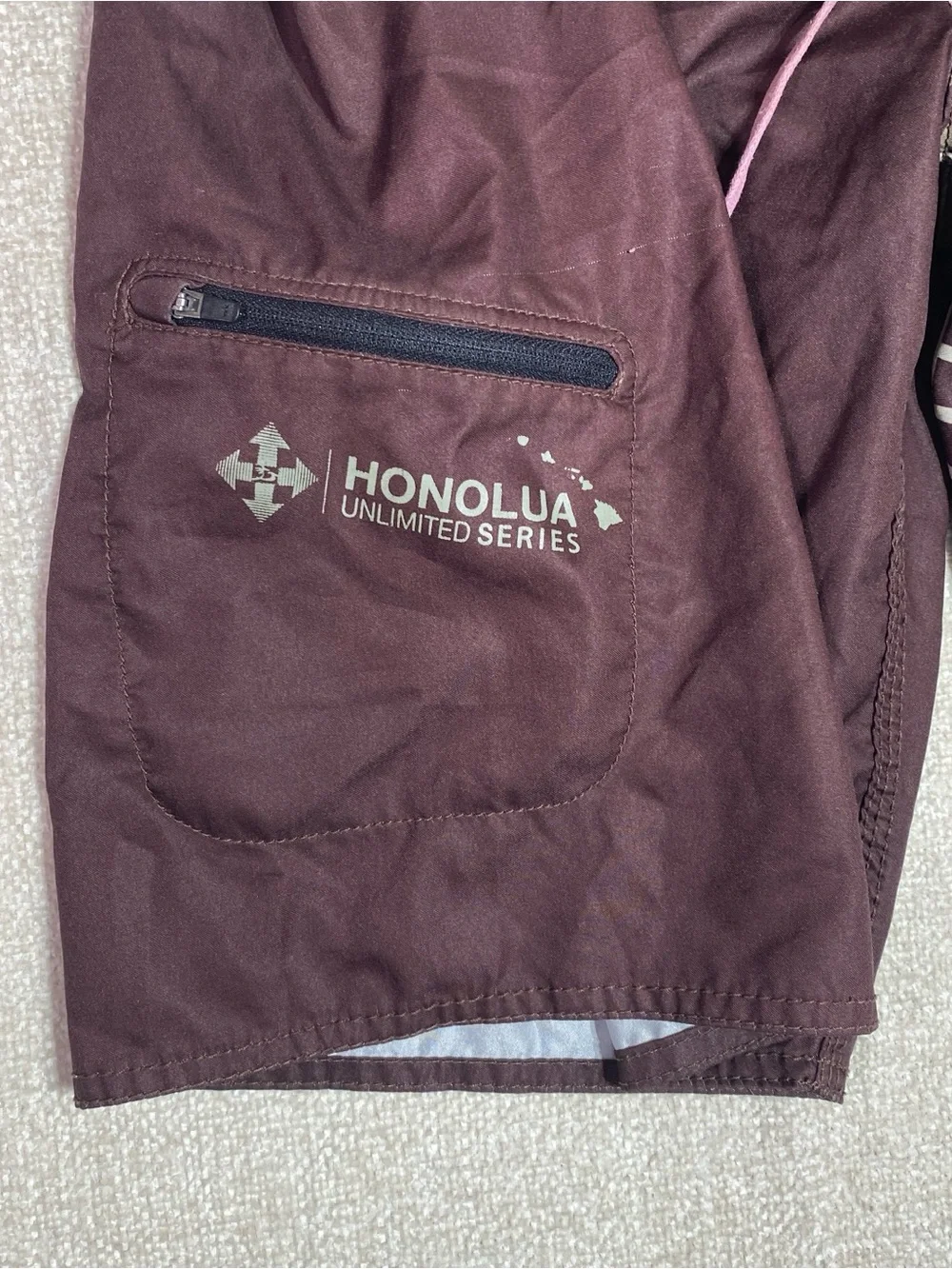 Honolua Unlimited Series Men’s Board Shorts 32 Brown Tribal Print Surf Swim